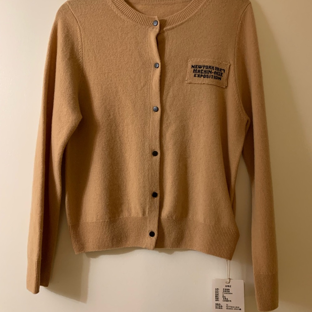 Women's Tan Button-Up Sweater Soft Wool